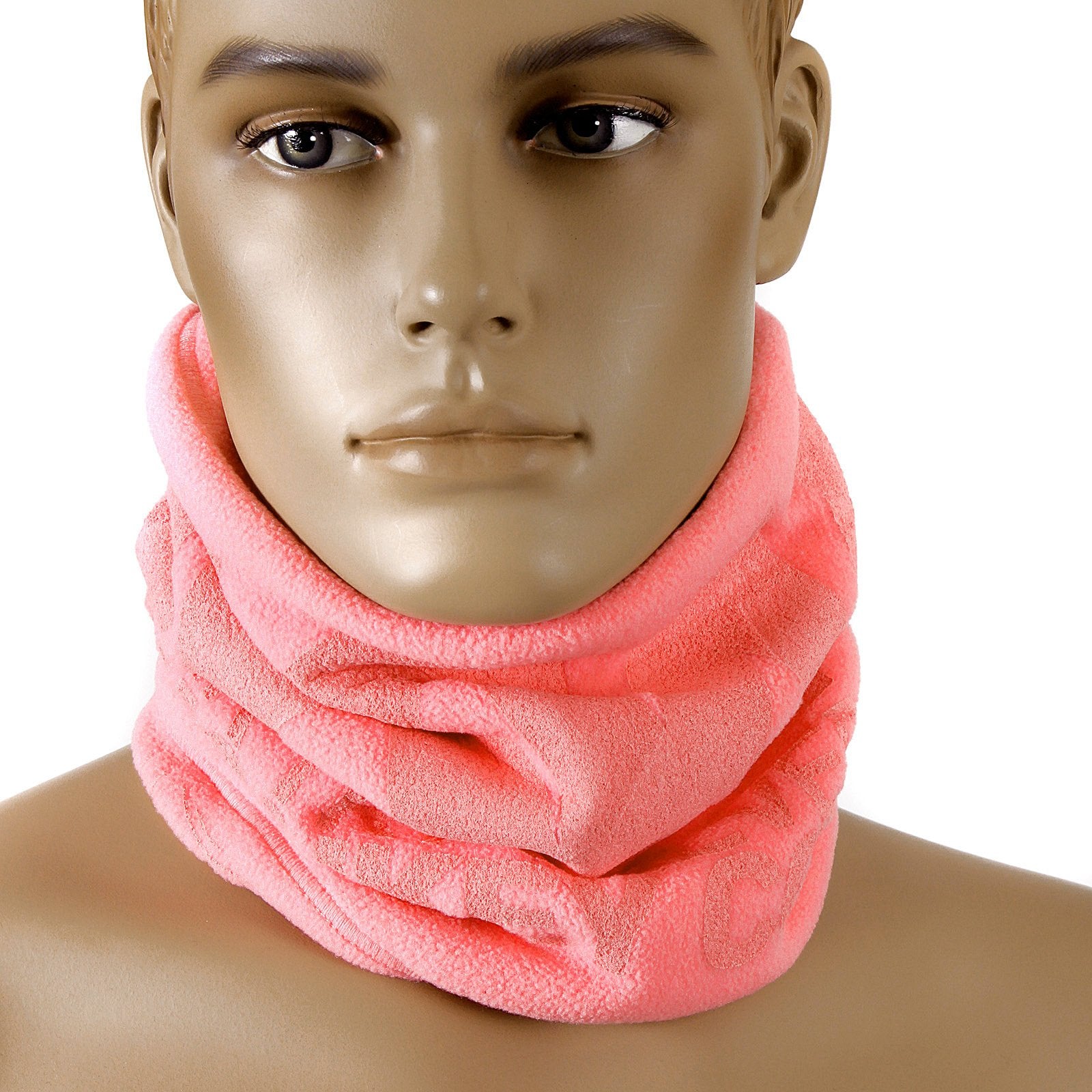 RMC MKWS MENS REVERSIBLE NECK WARMER SNOOD IN PINK FLEECE WITH TSUNAMI WAVE DESIGN REDM5502