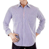 YOROPIKO REGULAR FIT SOFT COLLAR LONG SLEEVE CHECK SHIRT IN BLUE YORO5301