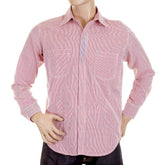 YOROPIKO LONG SLEEVE RED CHECK SOFT COLLAR REGULAR FIT COTTON SHIRT YORO5299