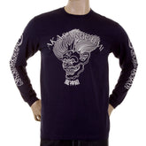 RMC JEANS CREW NECK LONG SLEEVE FUIJIN REGULAR FIT NAVY T-SHIRT WITH AKASARUGUMI PRINT FOR MEN REDM5411