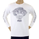 RMC JEANS CREW NECK AKASARUGUMI WHITE REGULAR FIT COTTON LONG SLEEVE T-SHIRT WITH RAIJIN PRINT REDM5408