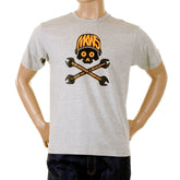 RMC GREY REGULAR FIT SHORT SLEEVE CREW NECK T-SHIRT WITH 8TH ANNIVERSARY SPANNER SCOOTER PRINT REDM2813