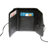 RMC JEANS ITALIAN GRAIN BLACK LEATHER 3 FOLD CREDIT CARD MINI WALLET FOR MEN REDM5731