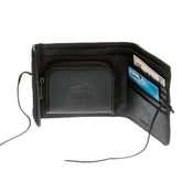 RMC JEANS HORSE HAIR LEATHER WALLET IN BLACK WITH SHOE LACE TIE CLOSURE FOR MEN REDM5755