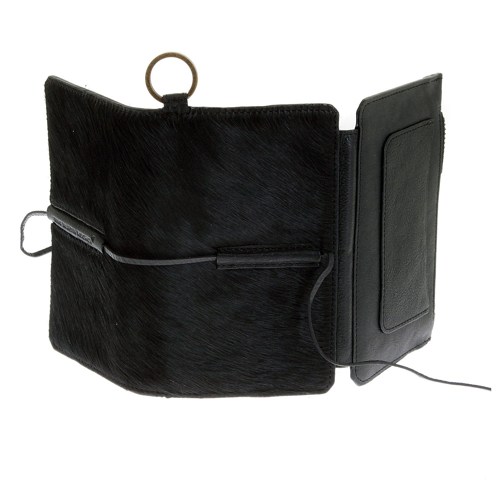 RMC JEANS MENS 3 FOLD ITALIAN LEATHER HORSE HAIR CREDIT CARD BLACK WALLET REDM5764