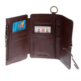 RMC JEANS MENS ITALIAN LEATHER 3 FOLD HORSE HAIR CREDIT CARD WALLET IN BROWN REDM5766