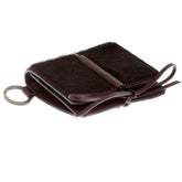 RMC JEANS MENS HORSE HAIR BROWN LEATHER POUCH WALLET WITH SHOE LACE TIE CLOSURE REDM5772