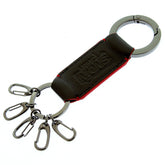 RMC JEANS BLACK LEATHER KEY HOLDER WITH RED LEATHER TRIM FOR MEN REDM5518
