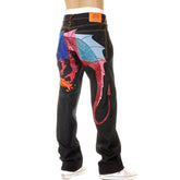 YOROPIKO LIMITED EDITION RAW SELVEDGE DENIM JEANS WITH HUNGRY DRAGON 574 ROYAL BLUE PINK SKY BLUE EMBROIDERY YORO5417