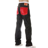 RMC MARTIN KSOHOH DARK INDIGO VINTAGE CUT SUPER EXCLUSIVE RAW DENIM JEANS WITH ERIC SO01 RED EMBROIDERY REDM3112