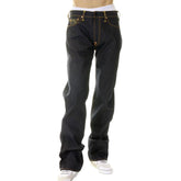 RMC MARTIN KSOHOH MENS DARK INDIGO SUPER EXCLUSIVE RAW DENIM JEANS WITH ERIC SO02 GOLD EMBROIDERY REDM3111