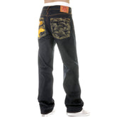 RMC MARTIN KSOHOH MENS VINTAGE CUT DARK INDIGO RAW DENIM JEANS WITH NEW MONDAY BEE EMBROIDERED REDM3979