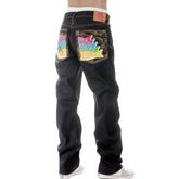 RMC MARTIN KSOHOH MENS DARK INDIGO VINTAGE CUT RAW SELVEDGE JEANS WITH CARP EMBROIDERY REDM2896