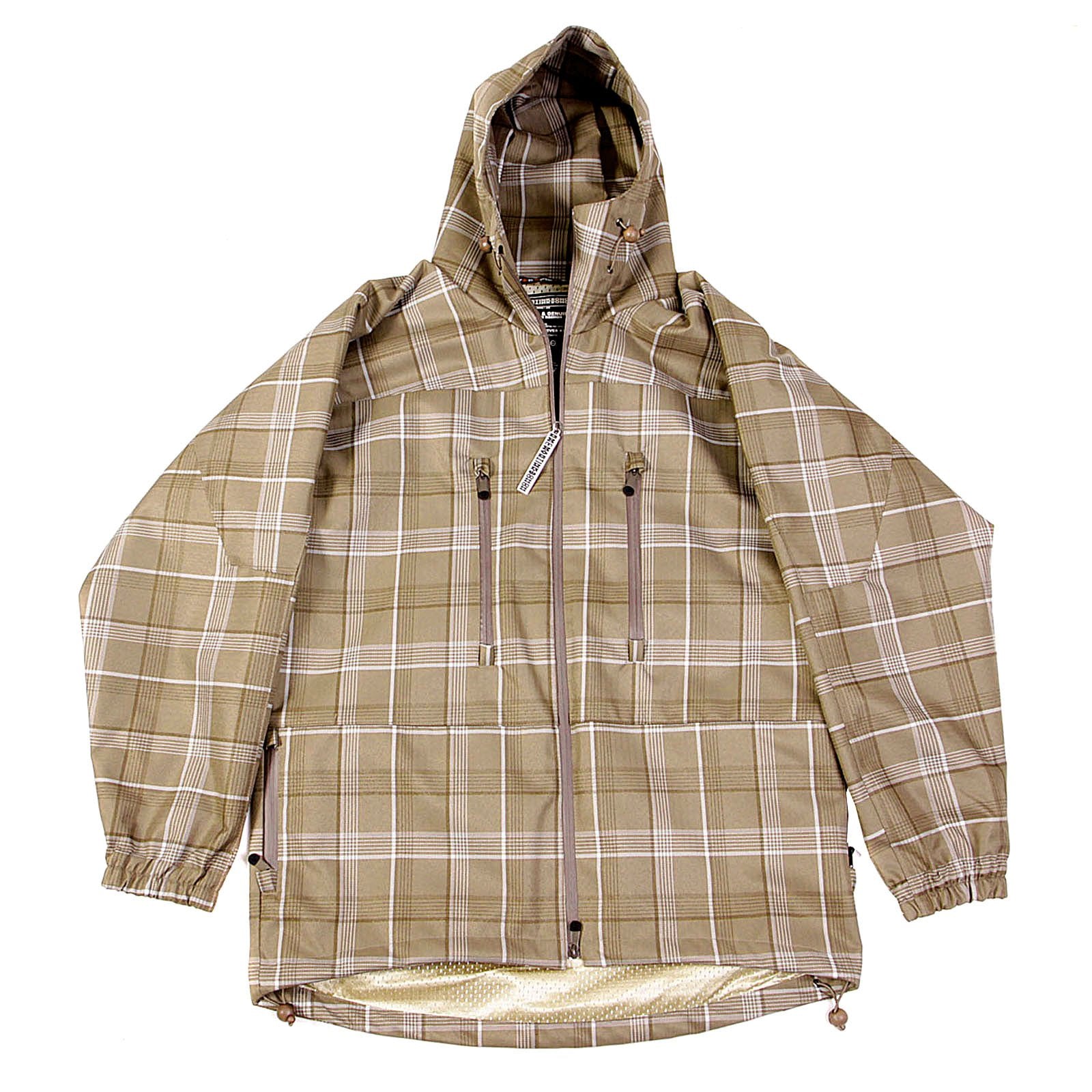 YOROPIKO MARTIN YAT MING REGULAR FIT HOODED CHECKED COFFEE COLOURED FUNCTIONAL JACKET REDM3160