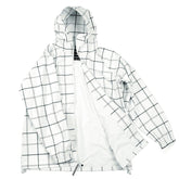 YOROPIKO RED MONKEY JEANS REGULAR FIT HOODED FUNCTIONAL JACKET WITH WHITE AND GREY CHECKS REDM3169