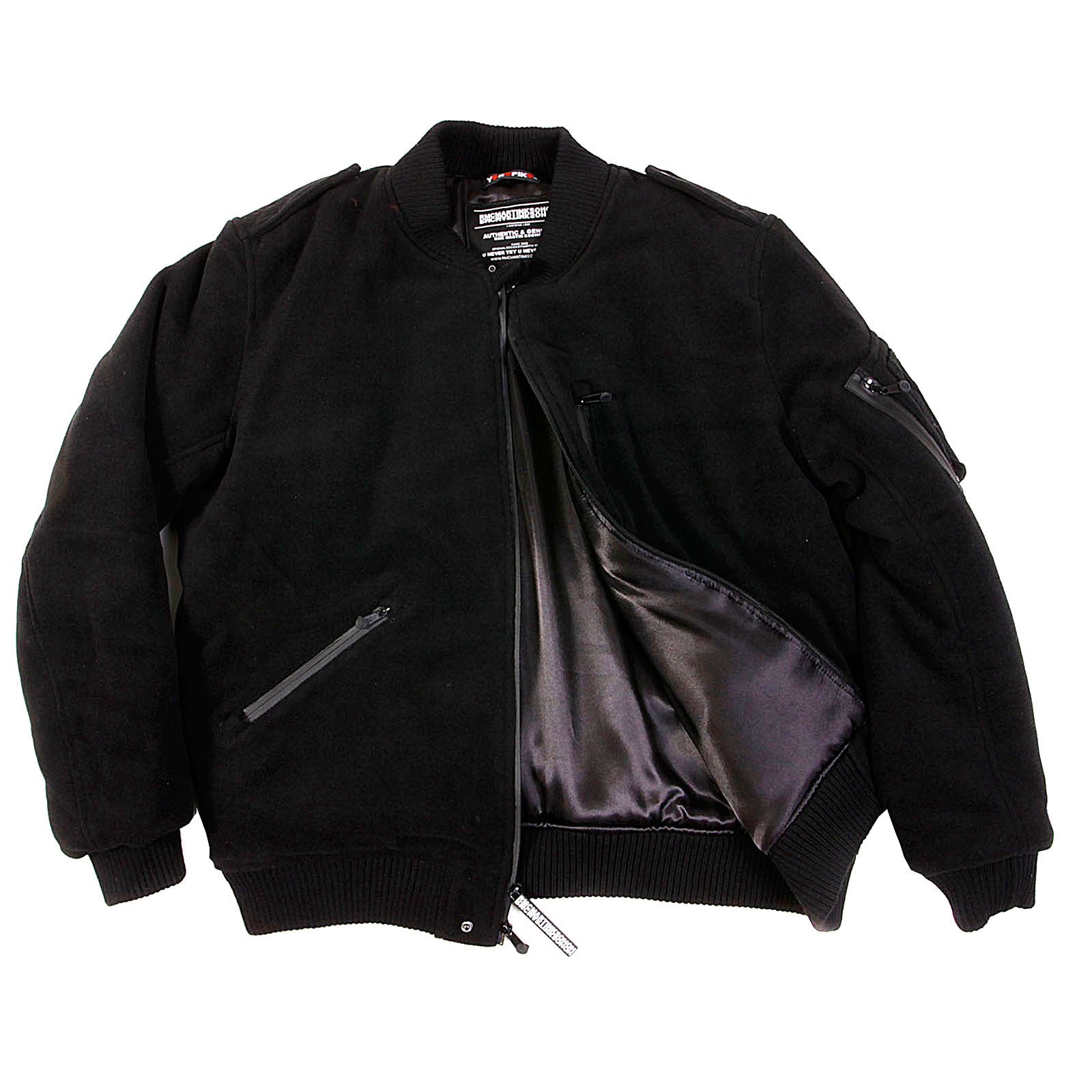 YOROPIKO X RMC RED MONKEY JEANS REGULAT FIT PADDED BLACK WOOL AND POLYESTER WIND AND WATER PROOF JACKET REDM3159