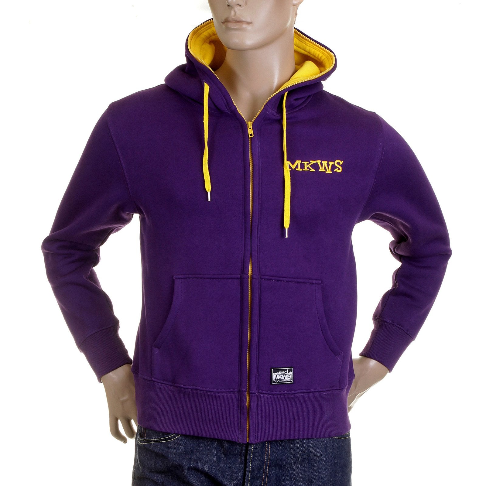RMC MARTIN KSOHOH MKWS REGULAR FIT 100% COTTON ZIPPED HOODED SWEATSHIRT IN PURPLE REDM2319