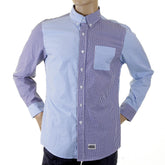 RMC MKWS LONG SLEEVED SOFT BUTTON DOWN COLLAR REGULAR FIT BLUE AND NAVY PATCH SHIRT FOR MEN REDM2108