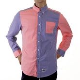 RMC MKWS LONG SLEEVED SOFT BUTTON DOWN COLLAR REGULAR FIT RED AND NAVY PATCH SHIRT FOR MEN REDM2111