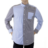 RMC MKWS LONG SLEEVED SOFT BUTTON DOWN COLLAR REGULAR FIT BLUE AND BLACK PATCH SHIRT FOR MEN REDM2109