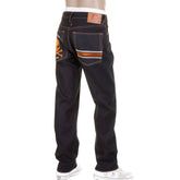 RMC JEANS MODEL 1001 MKWS SLIMMER CUT BURNT ORANGE SKULL AND CROSSBONES RAW DENIM JEANS REDM1153