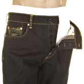 RMC JEANS GREEN LOGO AND TSUNAMI WAVE DARK INDIGO 11030 SLIMMER CUT RAW SELVEDGE DENIM JEANS REDM0096
