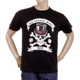 RMC CREW NECK BLACK REGULAR FIT T SHIRT WITH SMOKING SKULL AND CROSSBONES PRINT REDM2092