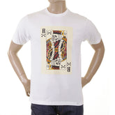 RMC MARTIN KSOHOH CREW NECK SHORT SLEEVE SKULL POKER PLAYING CARD PRINTED T SHIRT IN WHITE REDM1166