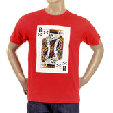 RMC MARTIN KSOHOH RED SHORT SLEEVE CREW NECK SKULL POKER PLAYING CARD PRINTED RED T SHIRT REDM2088