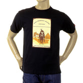RMC JEANS SHORT SLEEVE REGULAR FIT CREWNECK CAMEL CIGARETTE PACKET PRINTED T-SHIRT IN BLACK REDM1163