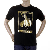 RMC JEANS BLACK REGULAR FIT SHORT SLEEVED CREWNECK T-SHIRT WITH GOLD FOIL COWBOY RODEO PRINT REDM2089