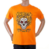 RMC MARTIN KSOHOH REGULAR FIT SHORT SLEEVE ORANGE CREW NECK ROCK AND ROLL SKULL PRINTED T-SHIRT REDM2093