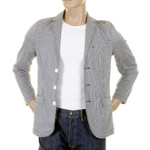 RMC MARTIN KSOHOH MKWS SLIMMER FIT BLACK AND WHITE CHECKED COTTON LIGHTWEIGHT JACKET FOR MEN REDM2291