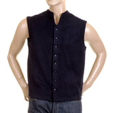 RMC MKWS NAVY BLUE BUTTON THROUGH REGULAR FIT SLEEVELESS PLUSH FLEECE MENS JACKET GILLET REDM2350