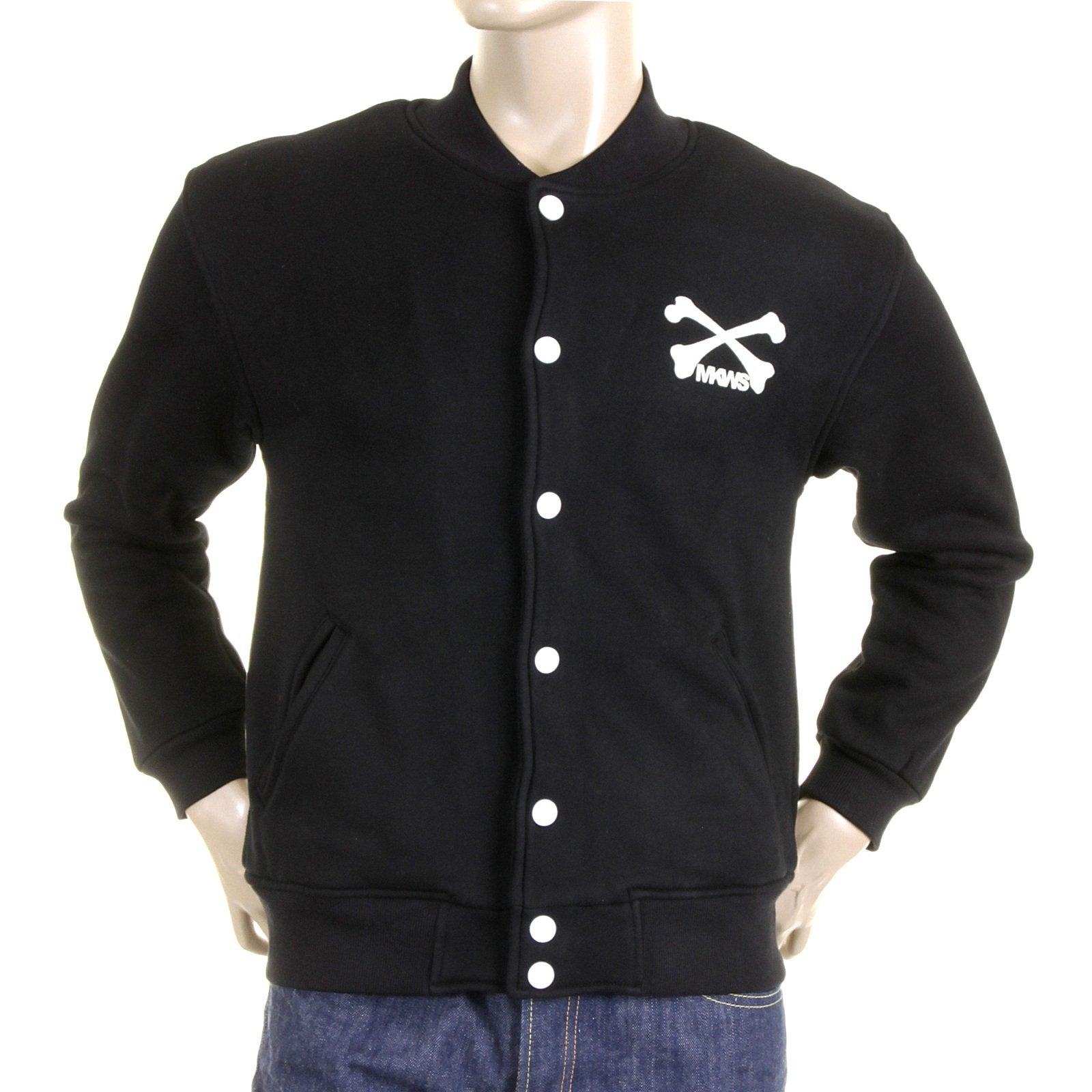 RMC MKWS REGULAR FIT MENS BLACK COTTON BASEBALL JACKET WITH PRESS STUD CLOSURE REDM5835