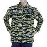 RMC JEANS REGULAR FIT GREEN TIGER CAMO RQZ1085 FIELD JACKET FOR MEN WITH ZIP FRONT CLOSURE REDM2358A