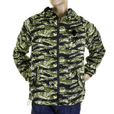 RMC JEANS REGULAR FIT GREEN TIGER CAMO RQZ1084 HOODED WINDBREAKER JACKET FOR MEN WITH ZIP FRONT CLOSURE REDM2302A