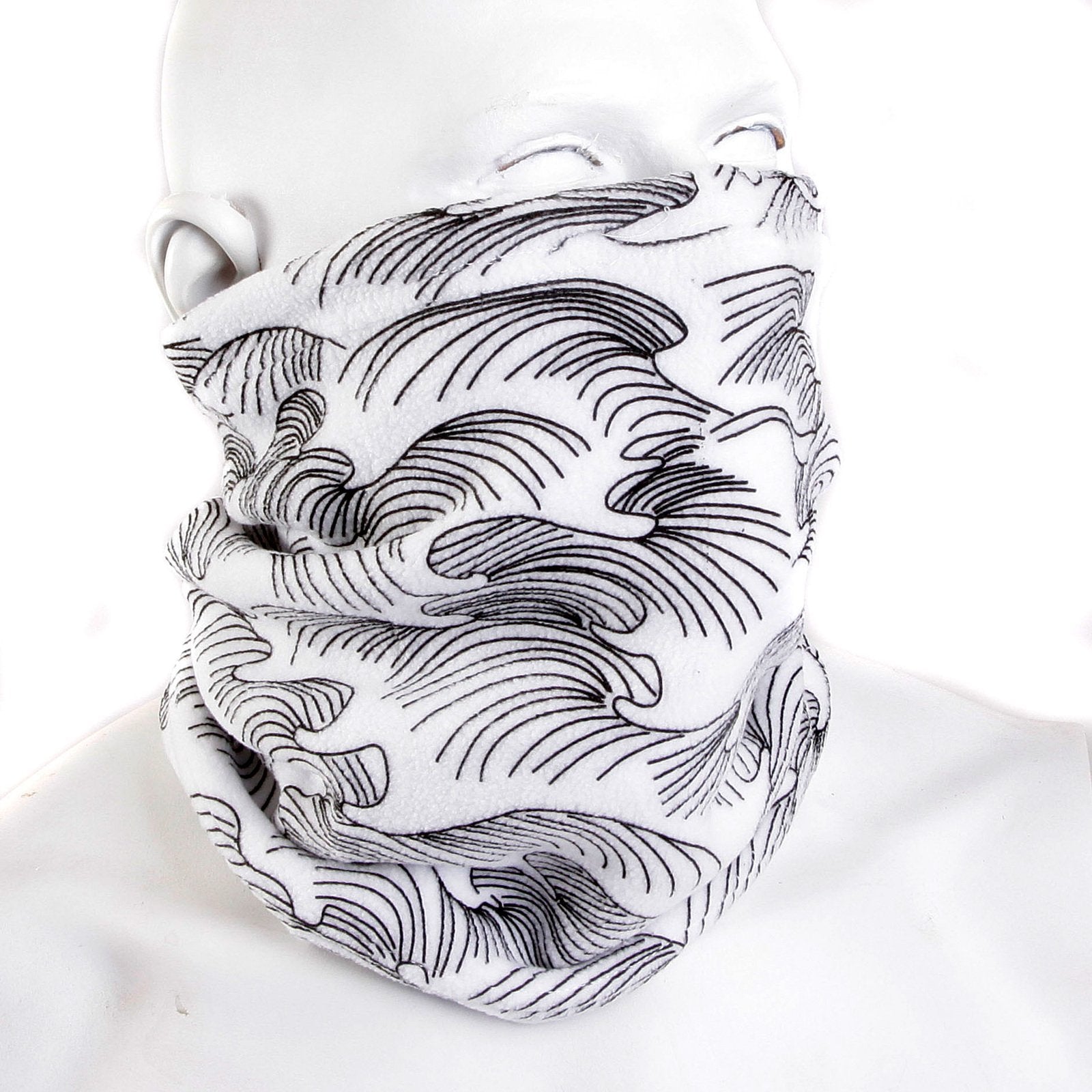 RMC MARTIN KSOHOH BLKWAVES BLACK TSUNAMI WAVE EMBROIDERED WHITE NECK WARMER SNOOD REDM3171