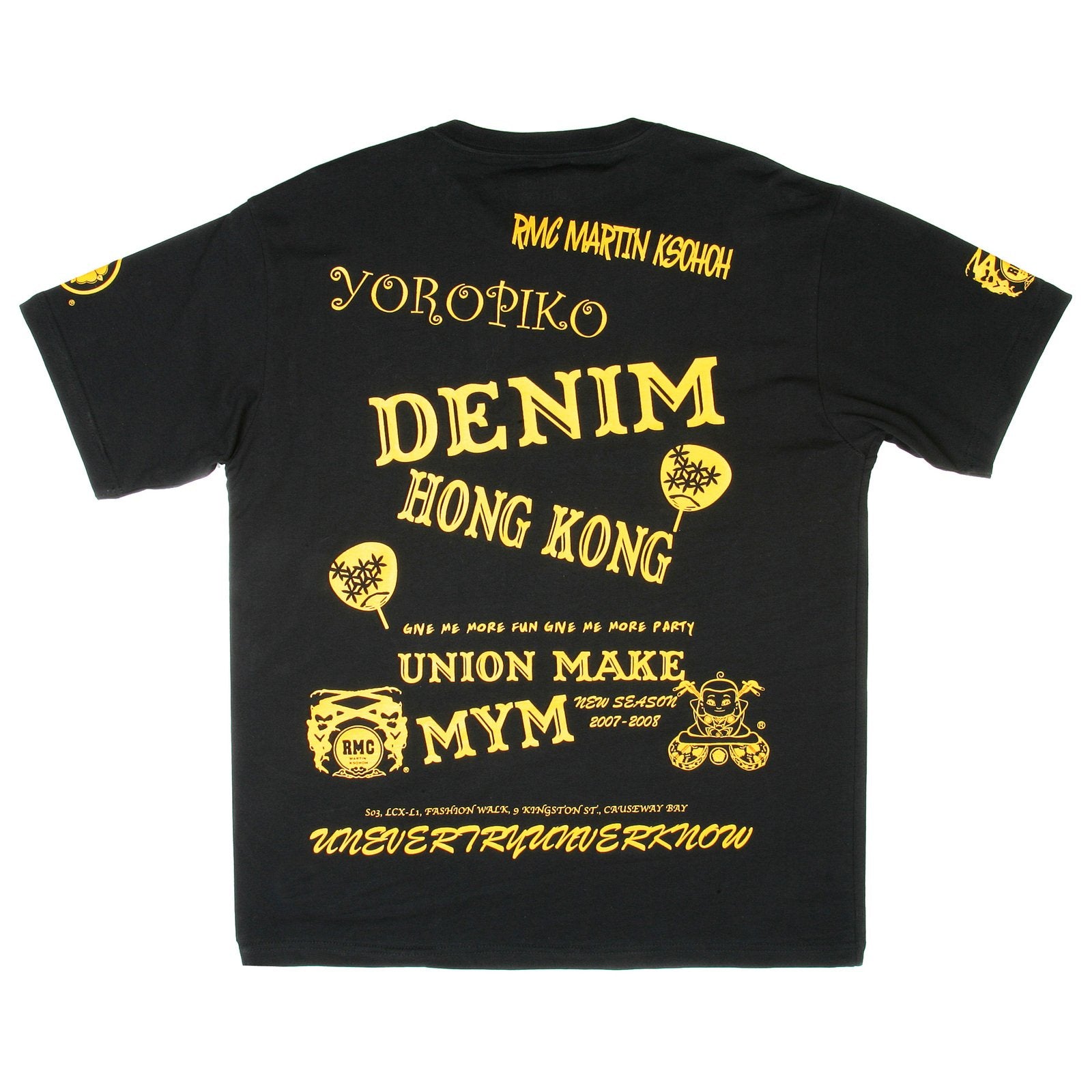 RMC JEANS X YOROPIKO LIMITED EDITION REGULAR FIT YELLOW SELEVEN T-SHIRT IN BLACK YORO3775