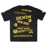 RMC JEANS X YOROPIKO LIMITED EDITION REGULAR FIT YELLOW SELEVEN T-SHIRT IN BLACK YORO3775