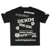 RMC JEANS X YOROPIKO COLLECTORS ITEM LIMITED EDITION REGULAR FIT WHITE SELEVEN T-SHIRT IN BLACK YORO3779