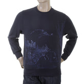 RMC MARTIN KSOHOH LARGE FITTING NAVY BLUE RWC141161 CREW NECK TOYO STORY MOUNTAIN PRINTED SWEATSHIRT REDM0945