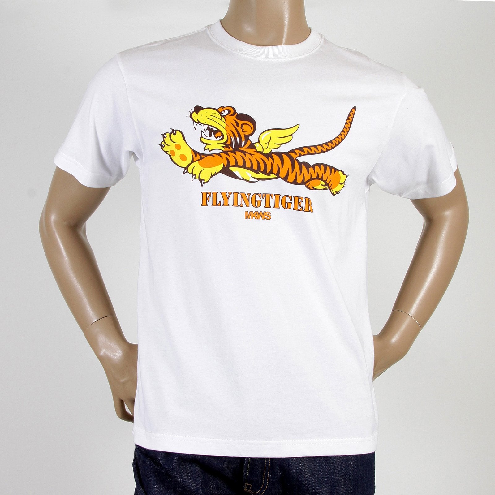 RMC MARTIN KSOHOH FLYING TIGER PRINTED CREW NECK RQT11024 SHORT SLEEVE REGULAR FIT WHITE T-SHIRT REDM0062