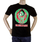 RMC JEANS REGULAR FIT RQT11072 MENS SHORT SLEEVE BLACK CREWNECK T-SHIRT WITH JAPANESE KAMON PRINT REDM0951