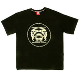 RMC MARTIN KSOHOH REGULAR FIT SHORT SLEEVE CREW NECK BLACK T SHIRT WITH OFF WHITE LOGO PRINT REDM0108
