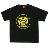 RMC MARTIN KSOHOH REGULAR FIT SHORT SLEEVE CREW NECK BLACK T SHIRT WITH YELLOW LOGO PRINT REDM0110