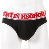 RMC JEANS BLACK COTTON RQU12006 STRETCH BRIEFS FOR MEN WITH WHITE WAISTBAND RMCB003