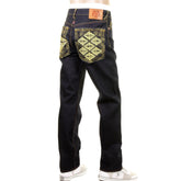 RMC SUPER EXCLUSIVE SLIM CUT 1001 MENS INDIGO RAW SELVEDGE DIAMOND CRANE EMBROIDERED DENIM JEANS REDM1005
