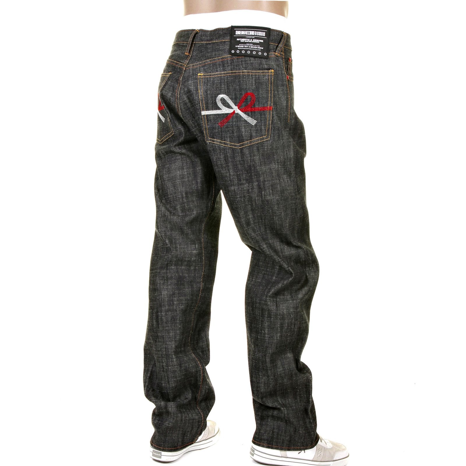 RMC SUPER EXCLUSIVE MKWS 9TH ANNIVERSARY MIZUHIKI RQP11104 BLACK UNWASHED SELVEDGE RAW DENIM JEANS REDM1205