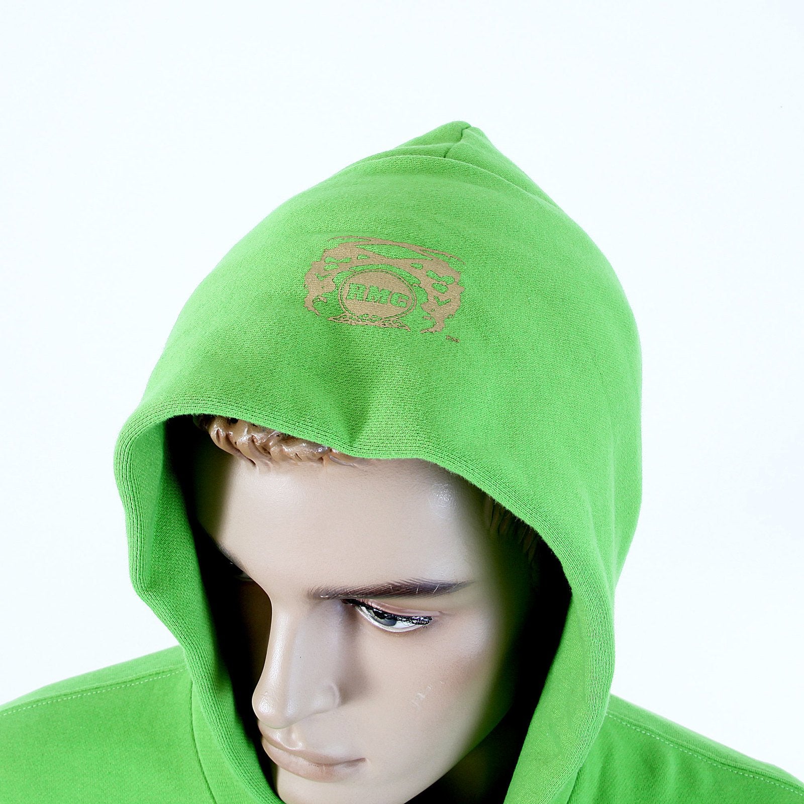RMC MARTIN KSOHOH RWC141264 LIME GREEN LONG SLEEVE LARGE FITTING HOODED SWEATSHIRT WITH FREEDOM CRANE PRINT IN YELLOW RE